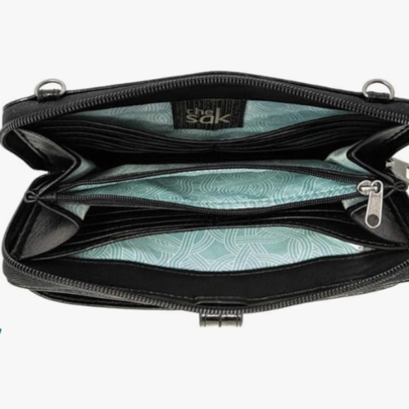 The Sak 3-in-1 Leather Smartphone Wristlet Crossbody Clutch Black - Picture 8 of 10